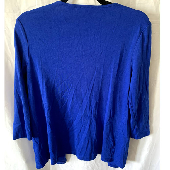 Rafaella Blue Cardigan Beaded Stone Detail Petite Small Cobalt Open Front - Picture 2 of 6